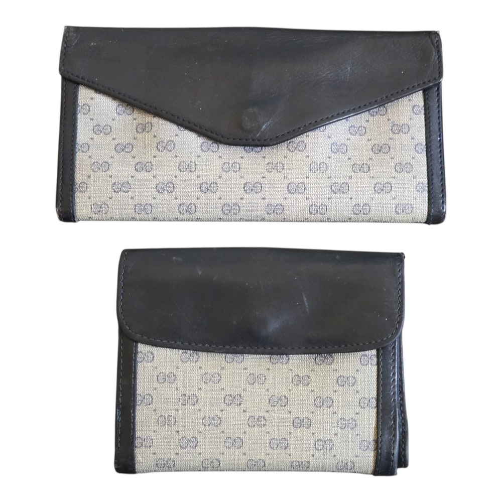 Gucci Vintage Blue Canvas/Leather His/Hers Wallets Made In Italy - Picture 2 of 7